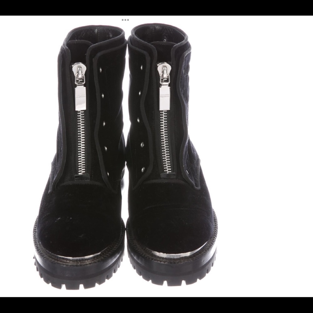 Alexander McQueen Hiking Boots. Black Velvet & Leather Lining